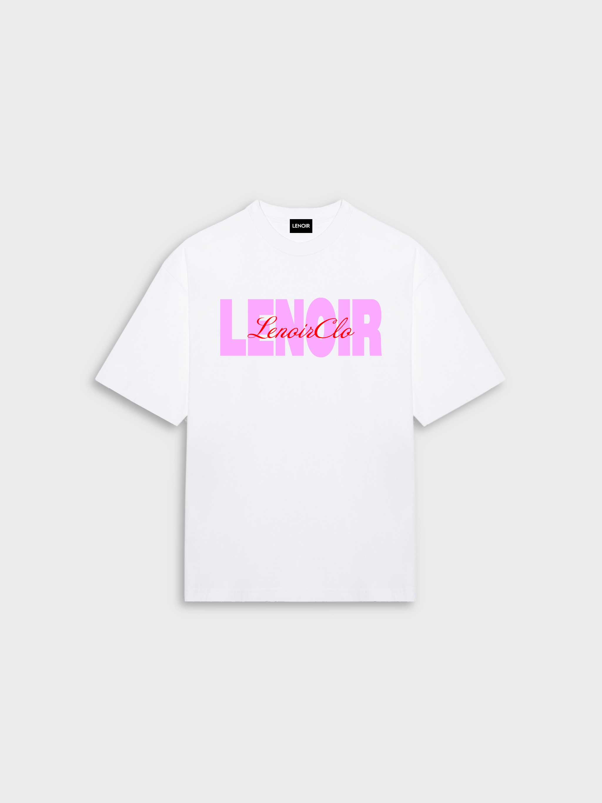 Pink Block Logo White T-Shirt
