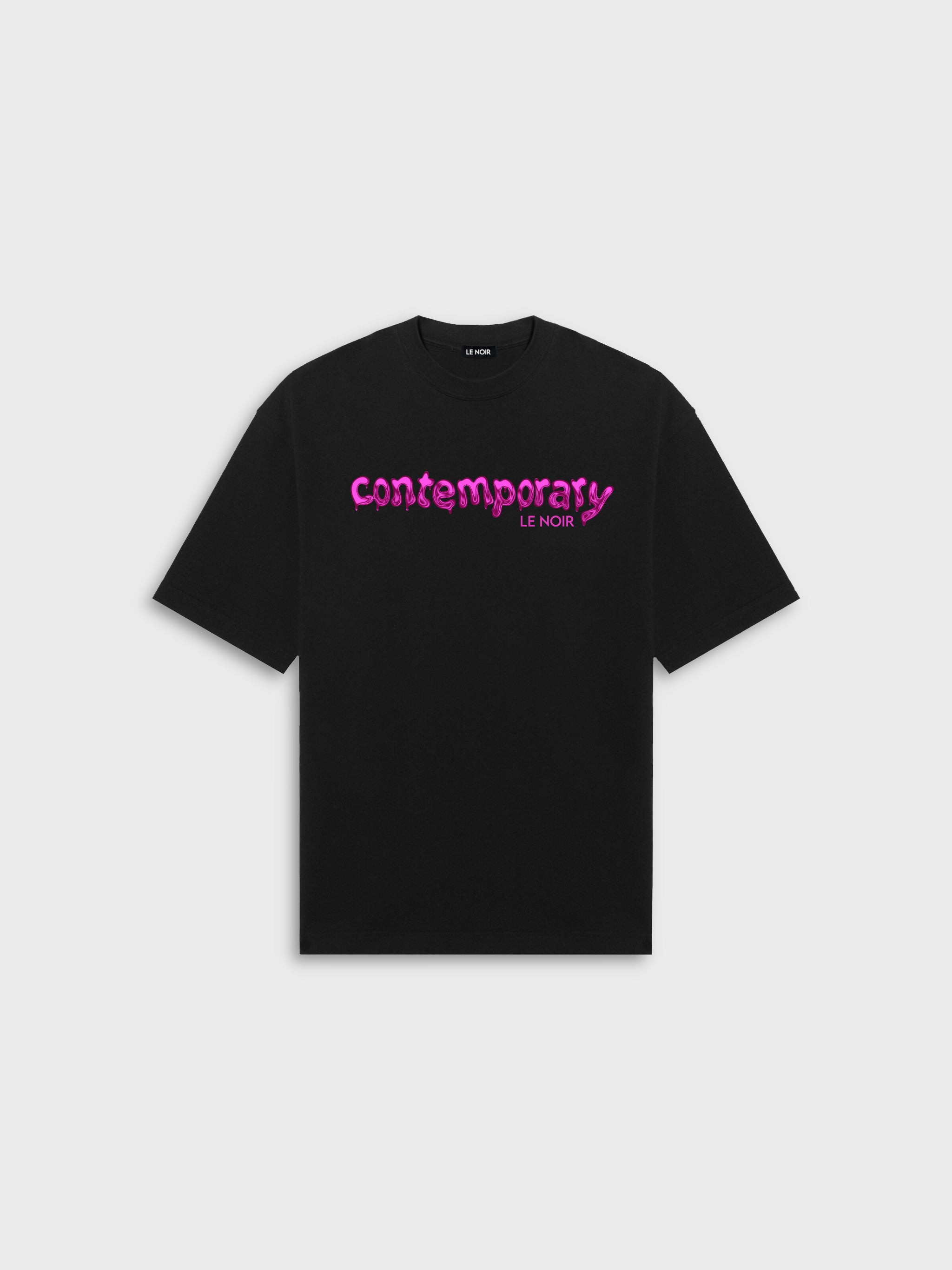 Pink Contemporary Black T-Shirt